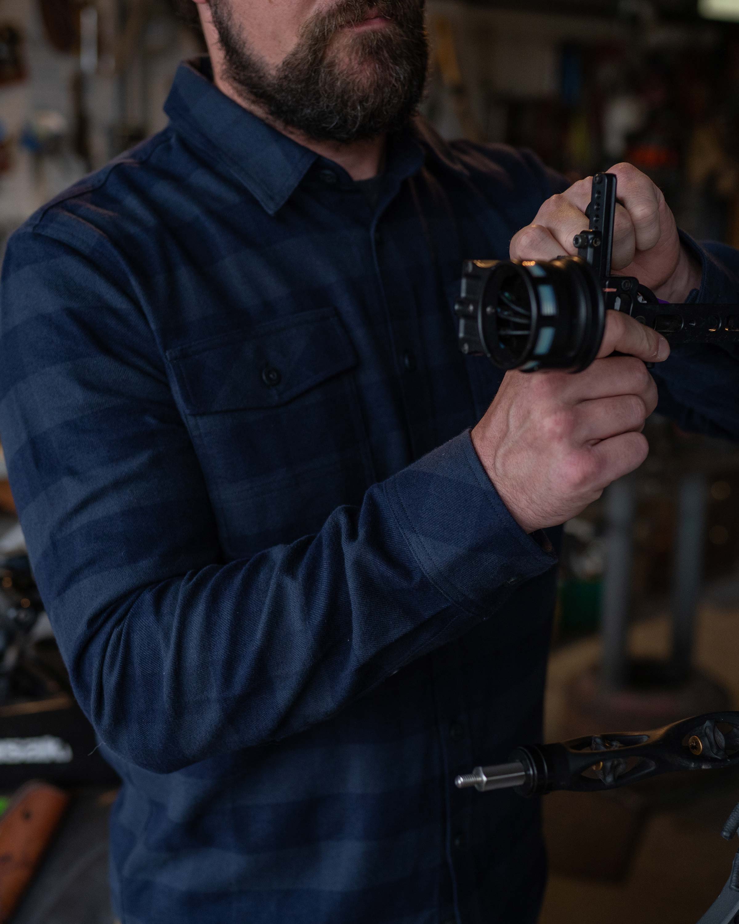 Outlet Field Flannel Shirt | Steel Blue Buffalo Check - Image 4