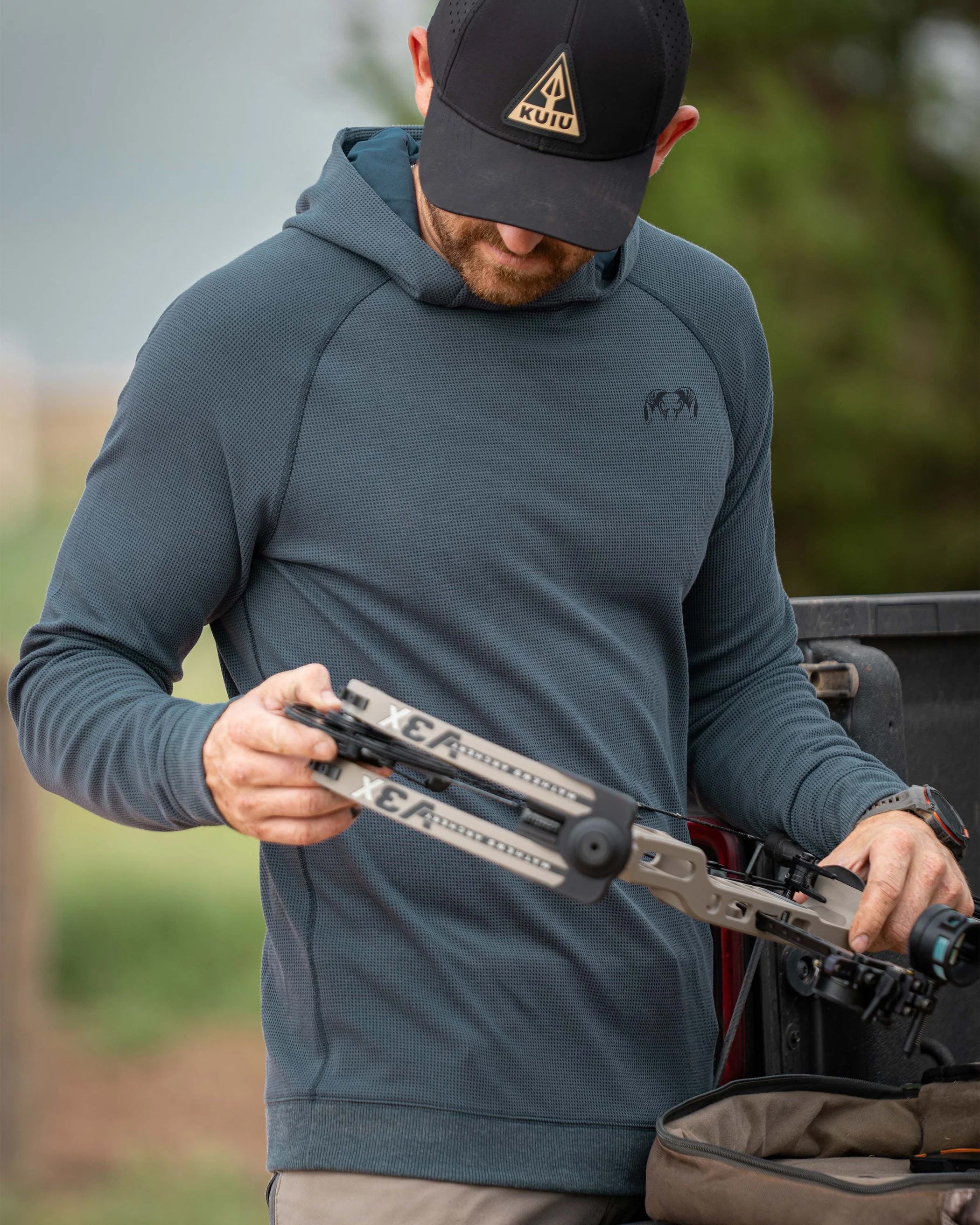 Canyon Waffle Hoodie | Steel Blue Heather - Image 4